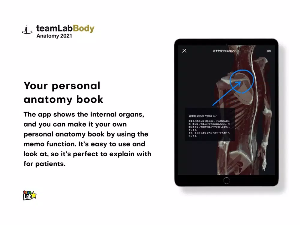 Capturas de tela do 3D anatomy teamLabBody2021 iPad 