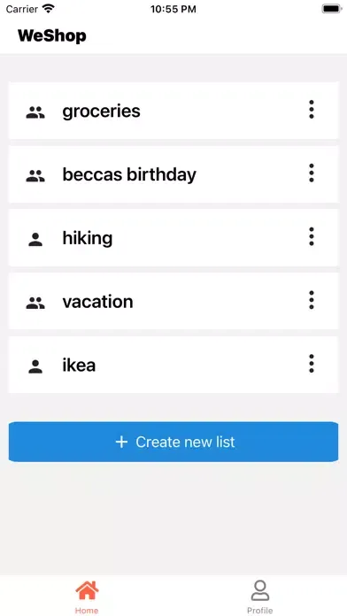 Tangkapan layar WeShop - Shopping Lists