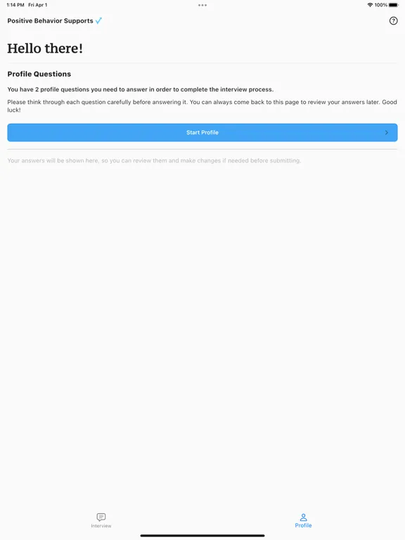 Screenshot di Applicant Interview iPad 