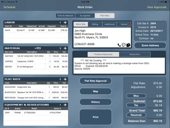 TMS ACOTRUCK Mobile Work Order iPad  Screenshots