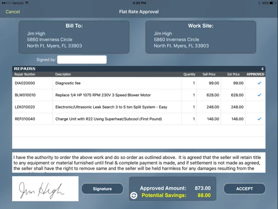 TMS ACOTRUCK Mobile Work Order iPad  Screenshots