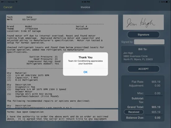 TMS ACOTRUCK Mobile Work Order iPad  Screenshots