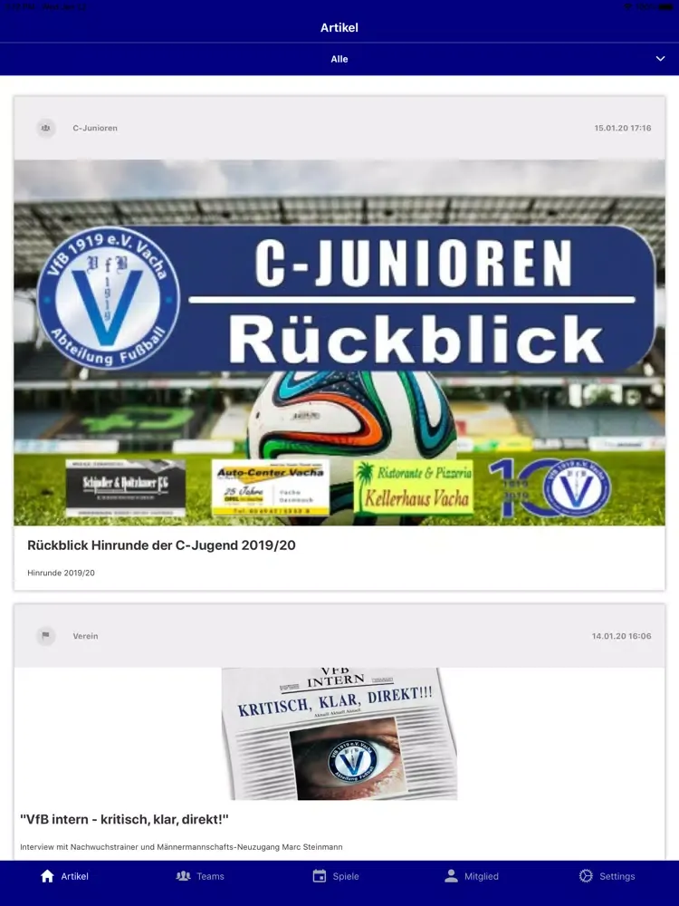 Capturas de tela do VfB Vacha iPad 