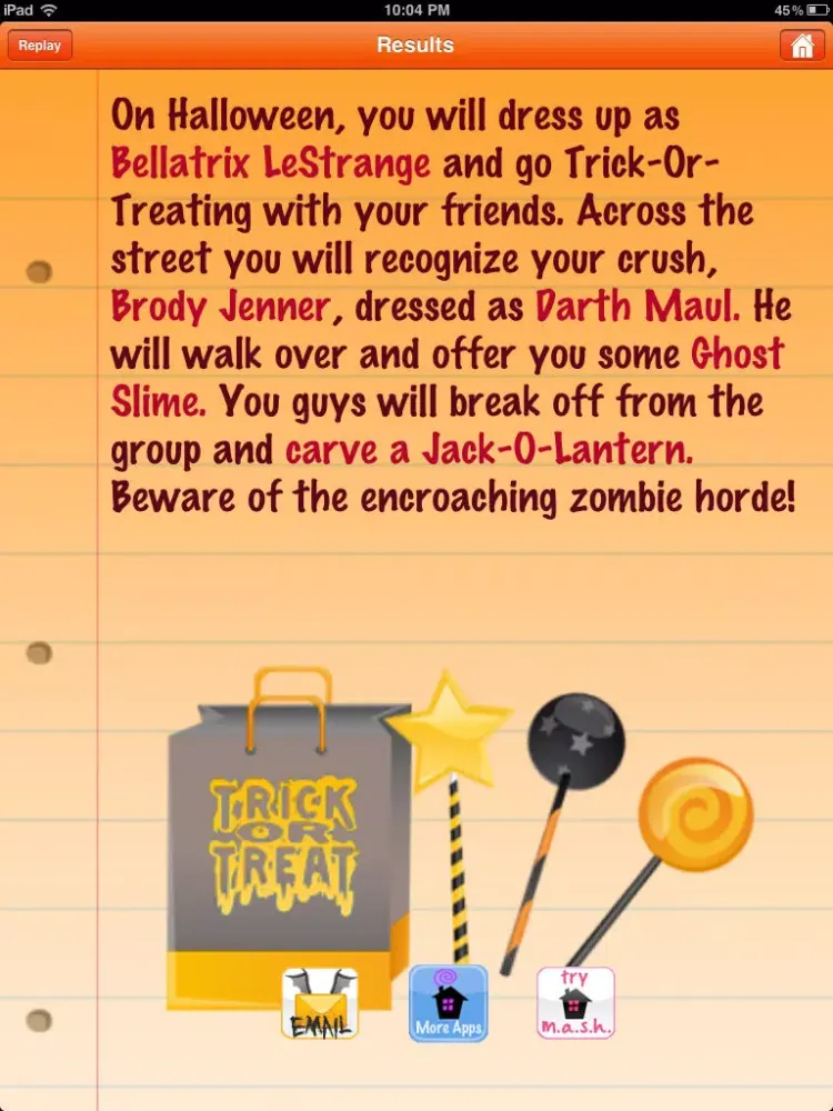 M.A.S.H. Halloween: Unicorns, Zombies, & Candy Corn Unite iPad  سکرین شاٹس