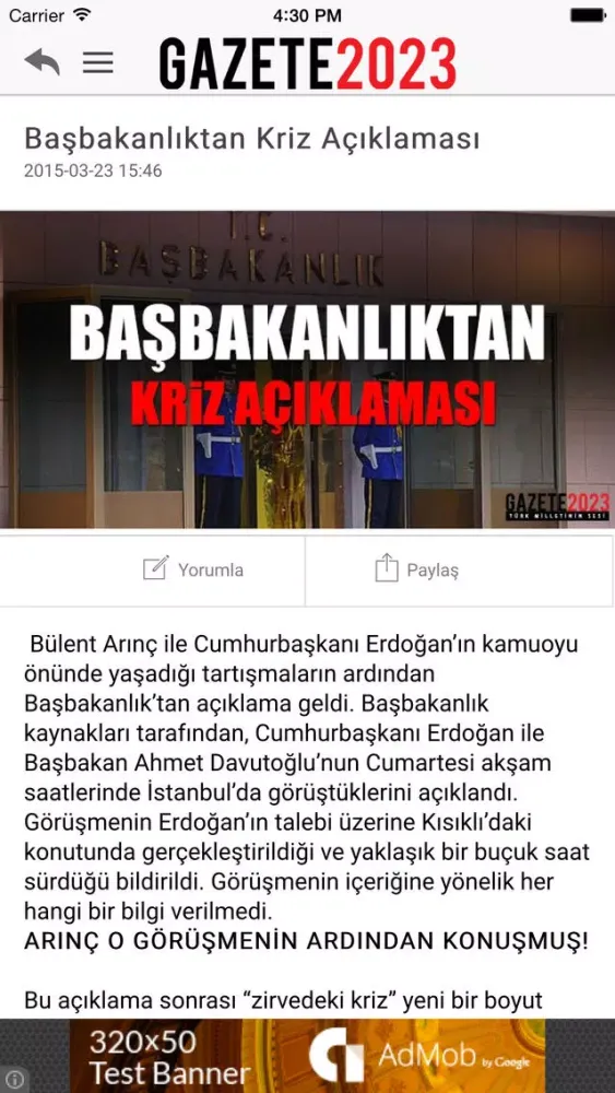 Screenshot di Gazete2023