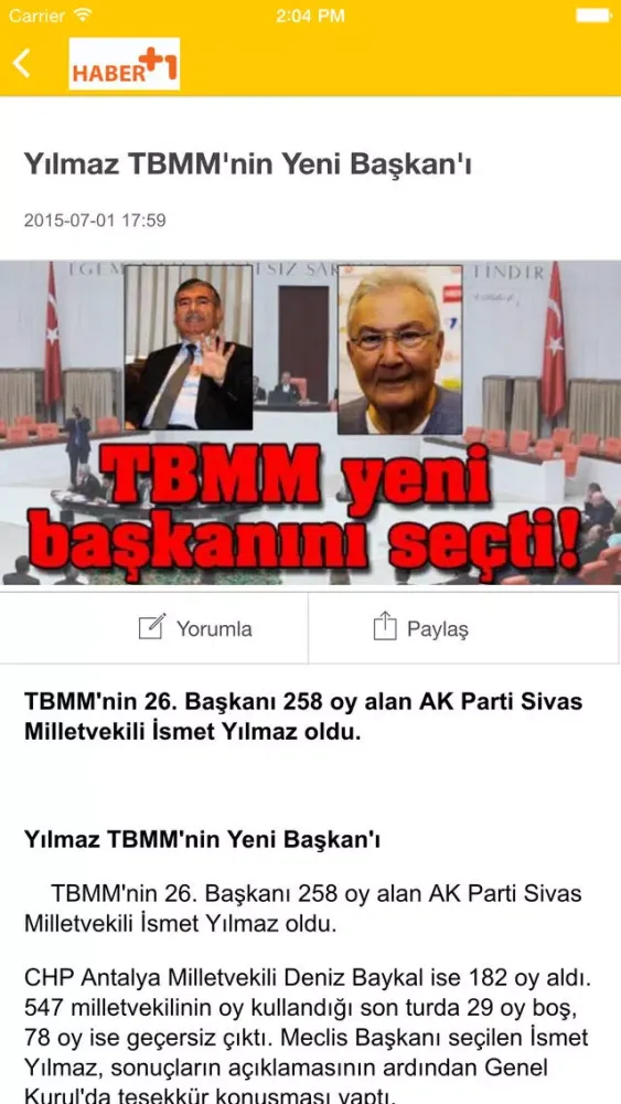 Tangkapan skrin Haber Arti Bir