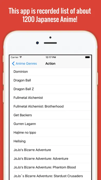 Capturas de tela do Japanese Anime List