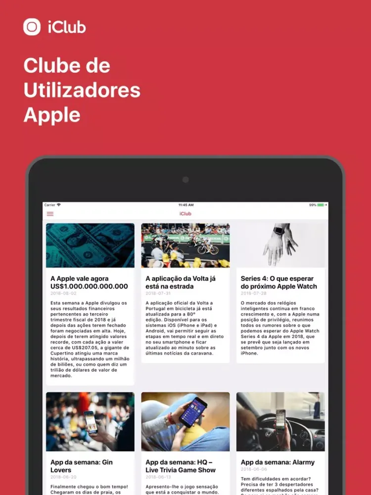 Zrzuty ekranu iClub iPad 