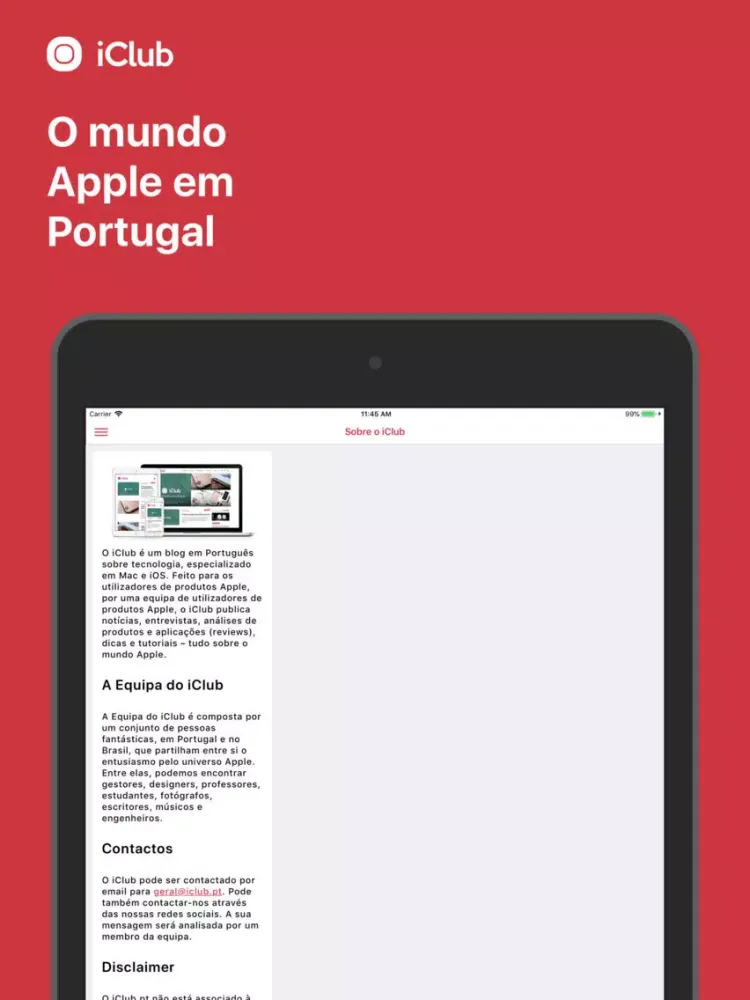 Zrzuty ekranu iClub iPad 