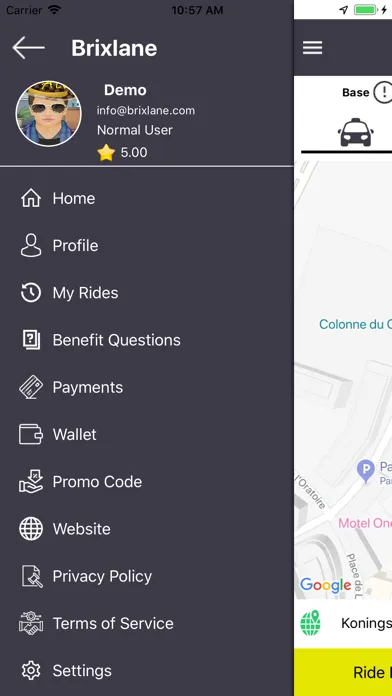 Brixlane Passenger App स्क्रीनशॉट