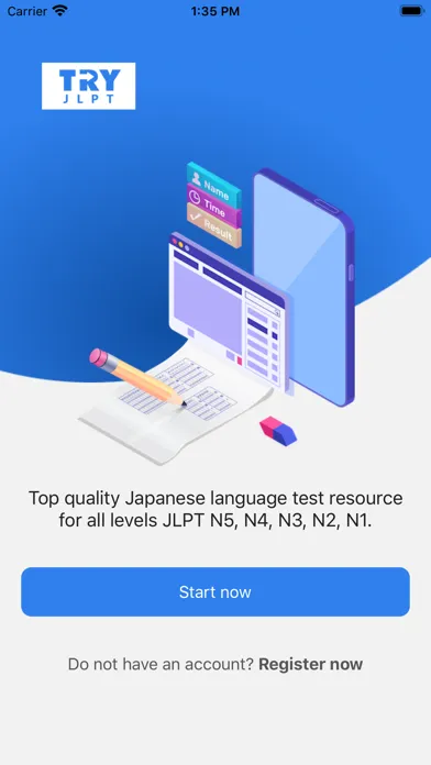 Zrzuty ekranu TryJLPT-JAPANESE ONLINE TEST