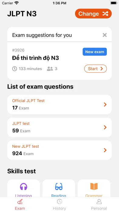 Zrzuty ekranu TryJLPT-JAPANESE ONLINE TEST