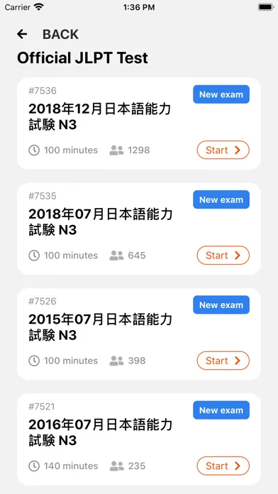 Zrzuty ekranu TryJLPT-JAPANESE ONLINE TEST