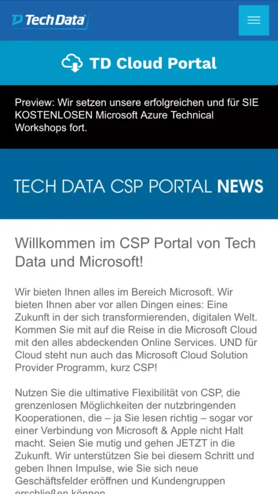 Tangkapan skrin Tech Data Microsoft News app