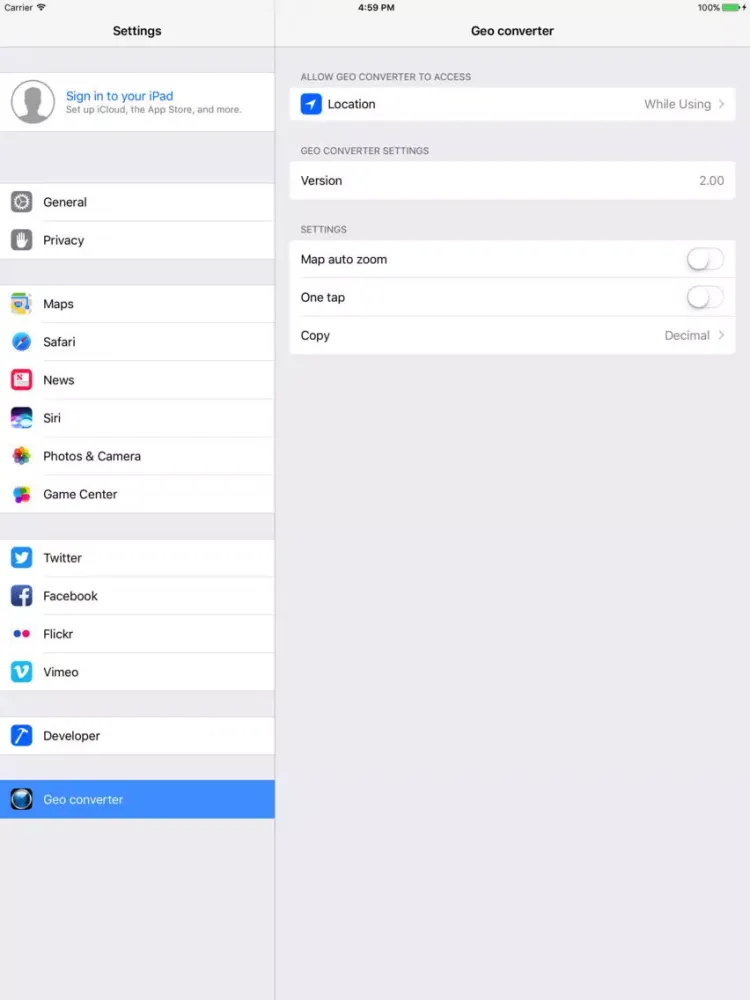 Tangkapan skrin Geo converter HD lite iPad 