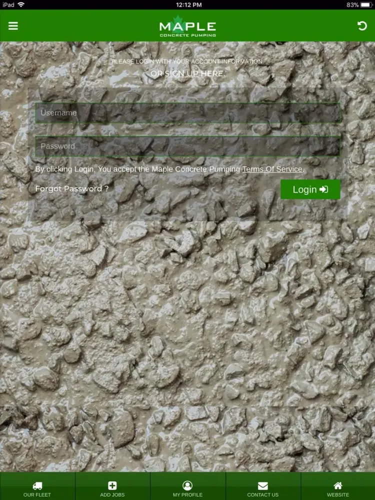ภาพหน้าจอของ Maple Concrete Pumping iPad 