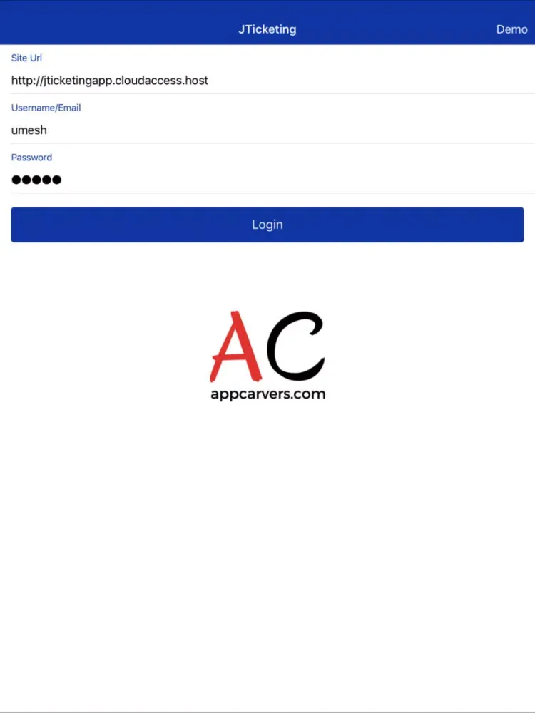 Capturas de tela do JTicketing iPad 