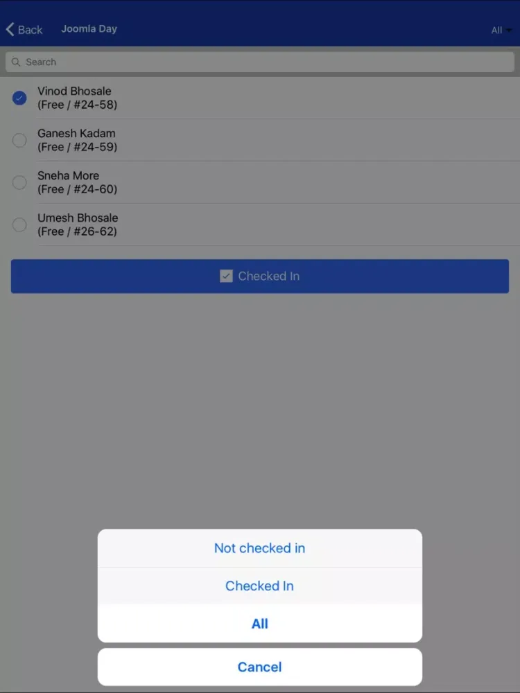 Capturas de tela do JTicketing iPad 