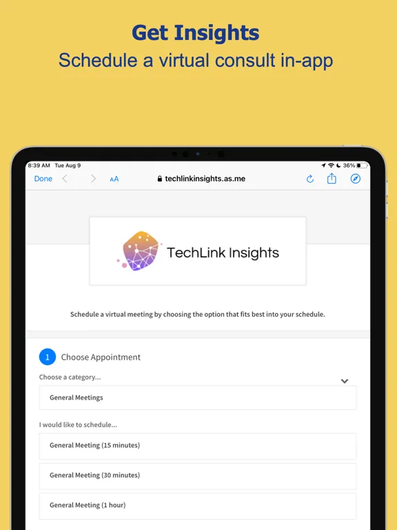Ảnh chụp màn hình của TechLink Insights iPad 