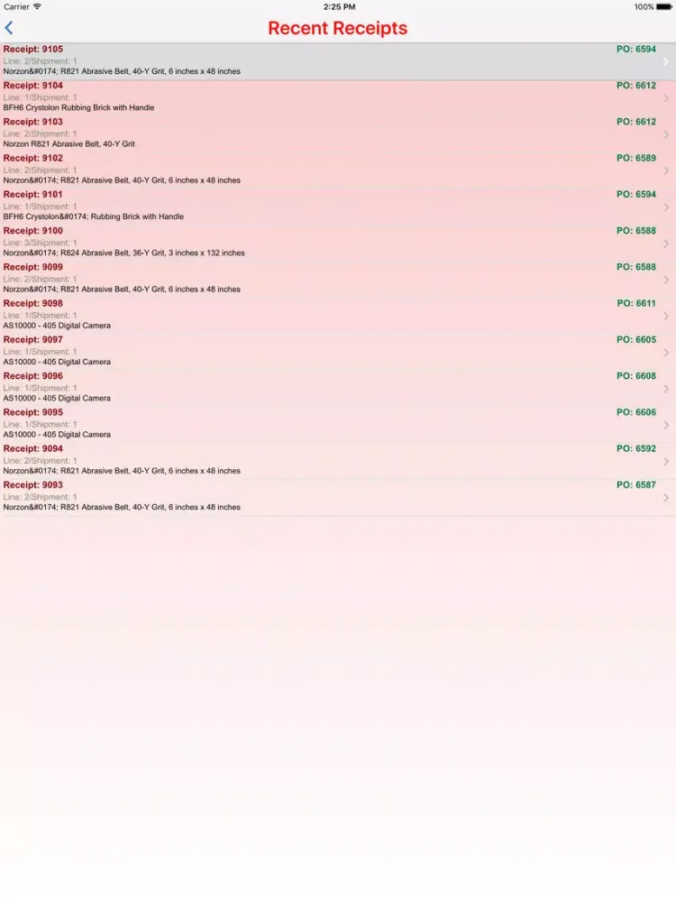 Capturas de tela do mReceipts iPad 