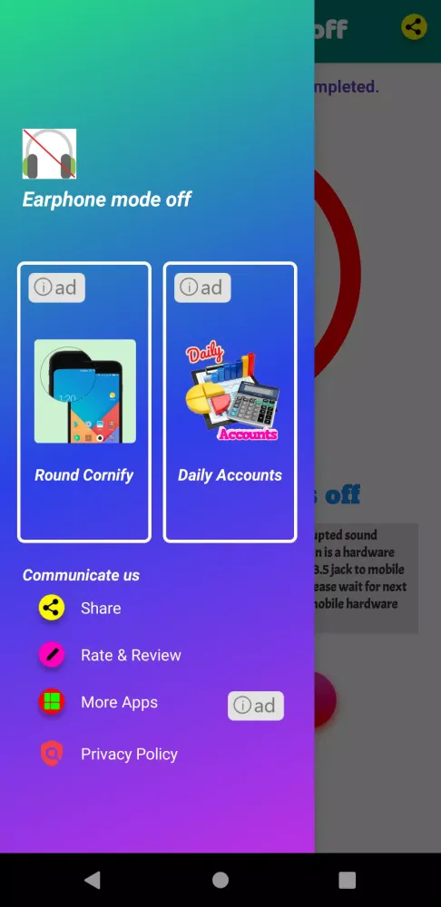 Captures d'écran de Earphone Mode Off Beta