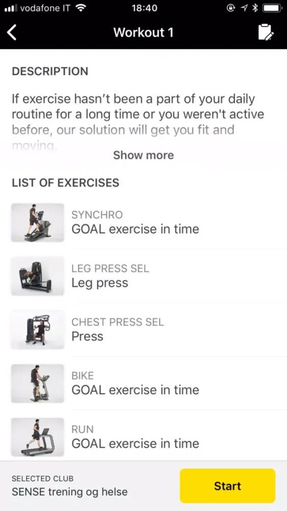 Capturas de tela do Sense Trening