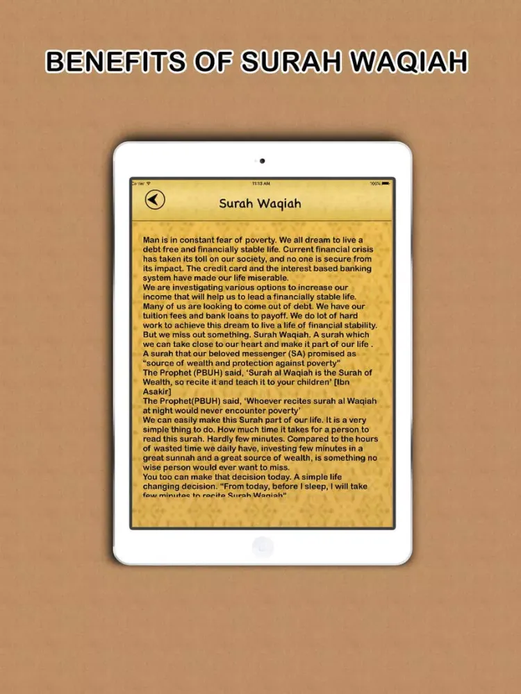 Zrzuty ekranu Surah Waqiah Audio Urdu - English Translation Pro iPad 