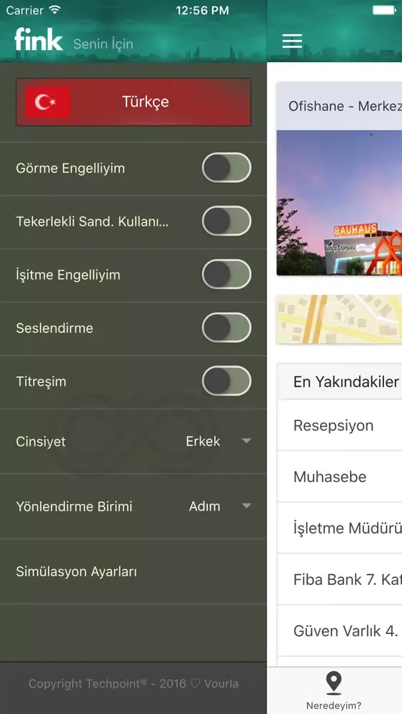 Zrzuty ekranu Fink - Yönlendirme Asistanı