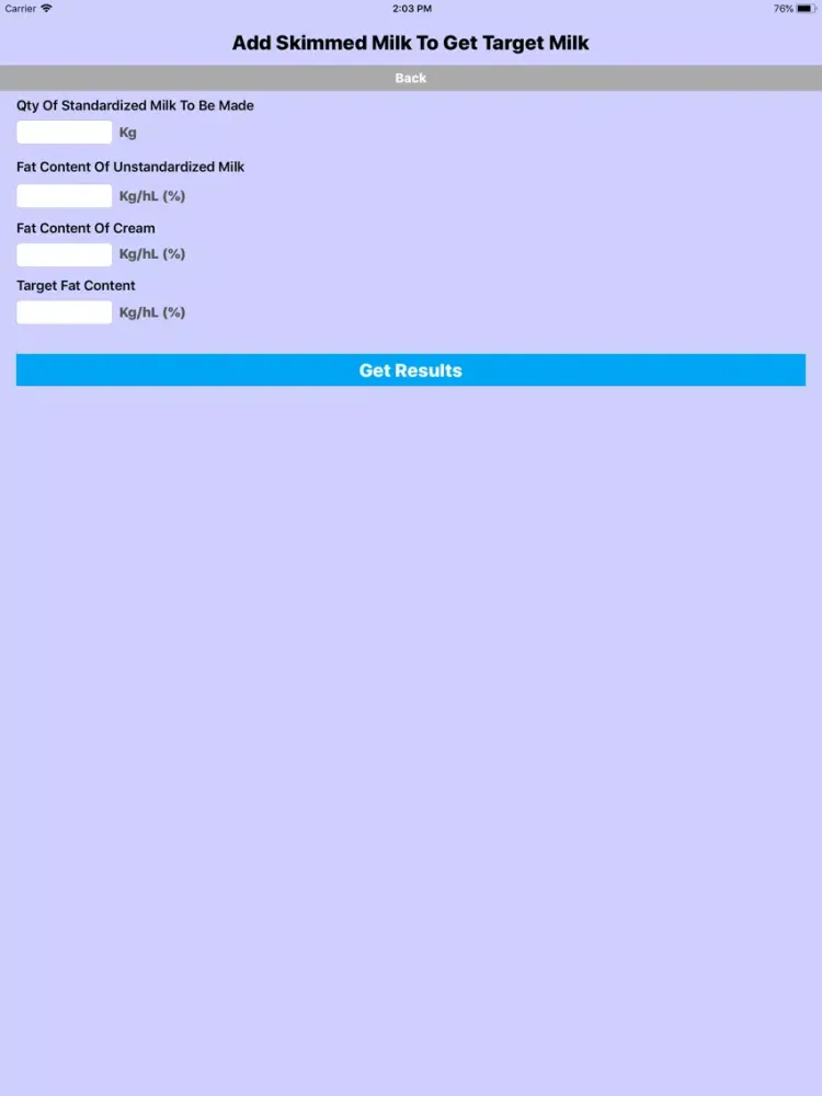 Milk Cream Standardization iPad  स्क्रीनशॉट