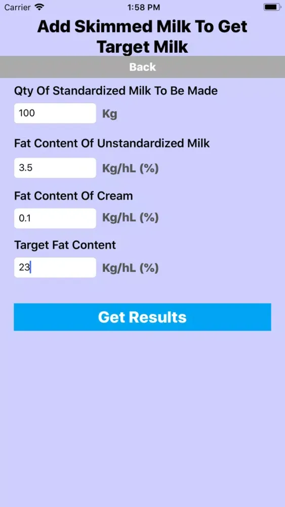 Milk Cream Standardization स्क्रीनशॉट