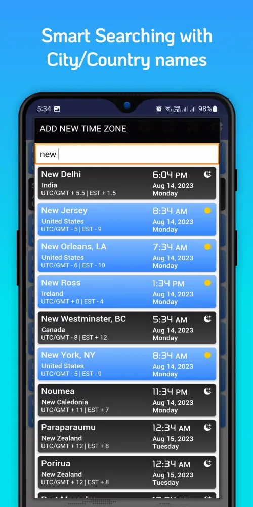 World Clock Time Zones Widget Screenshots
