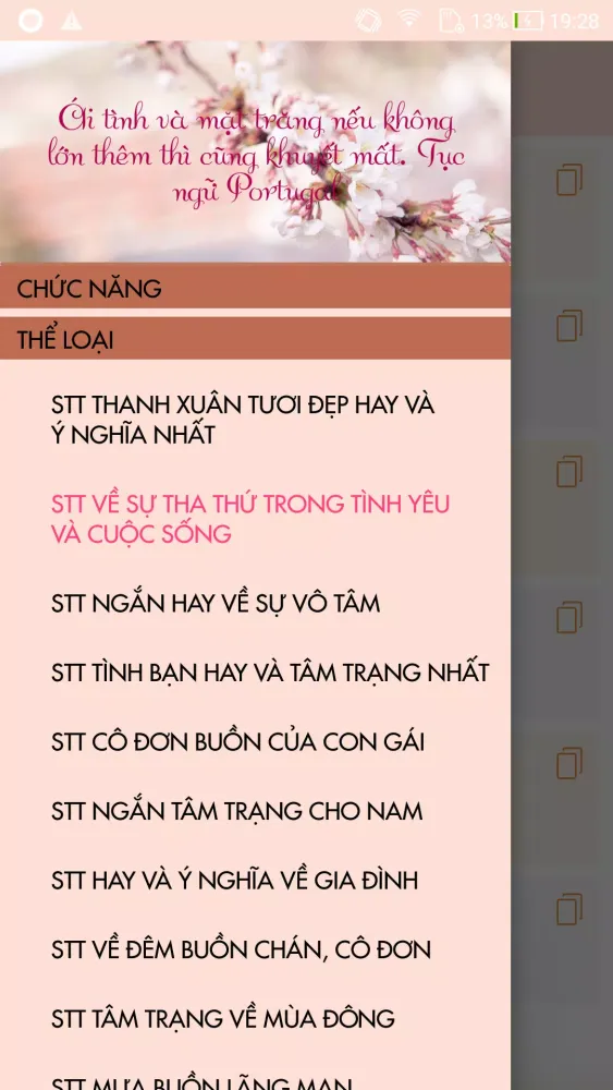Screenshot di Status tam trang