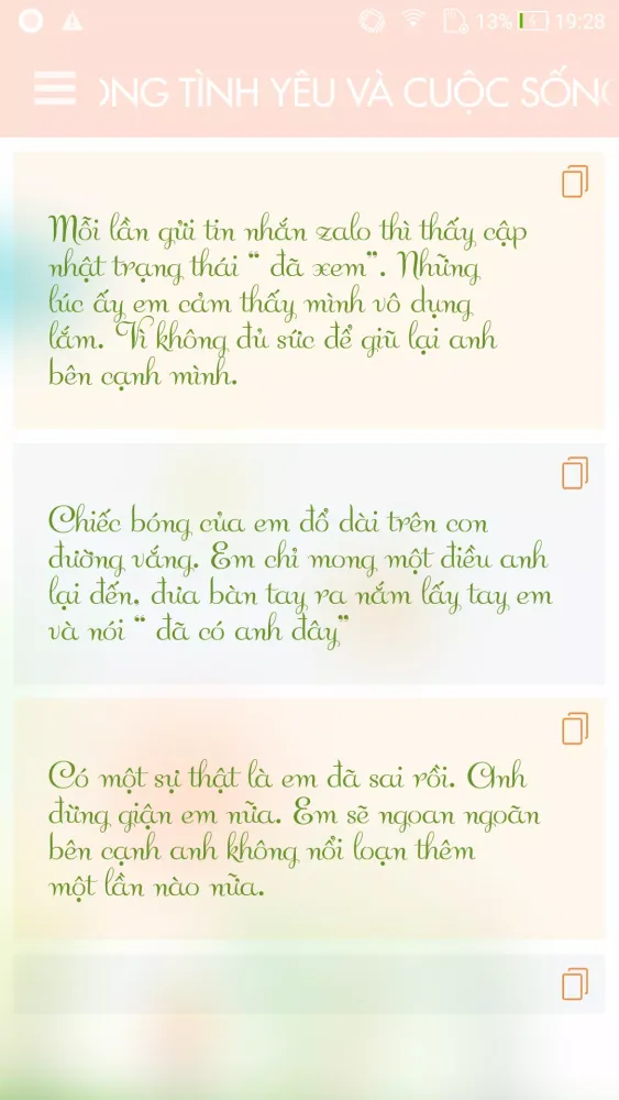 Screenshot di Status tam trang