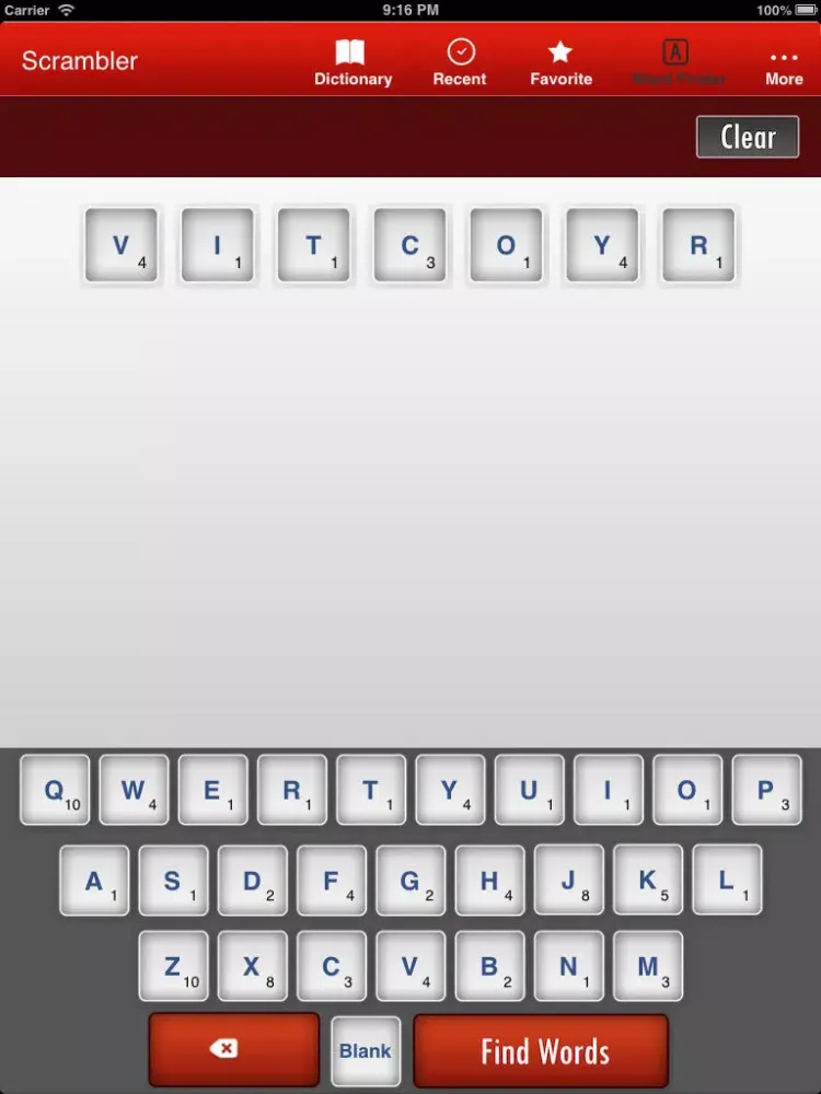 Scrambler - Ultimate Word Helper for SCRABBLE®, Words with Friends and Wordfeud crossword games iPad  Screenshots