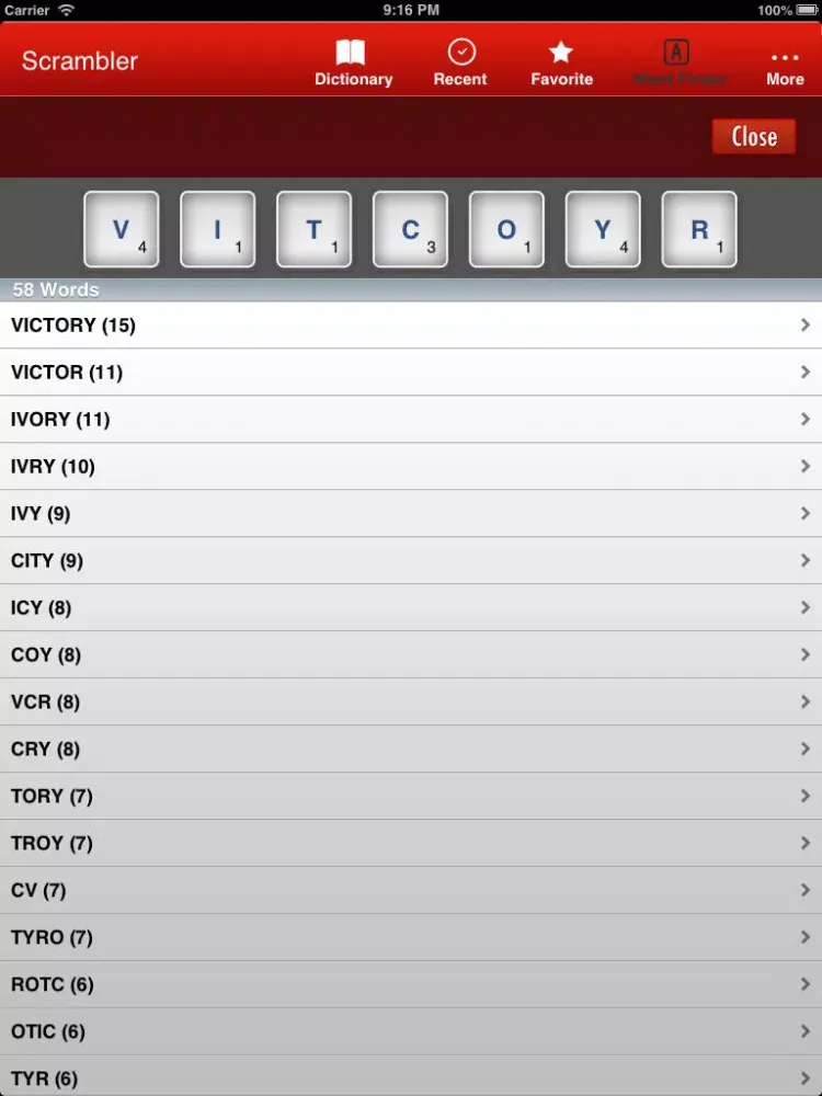 Scrambler - Ultimate Word Helper for SCRABBLE®, Words with Friends and Wordfeud crossword games iPad  Screenshots