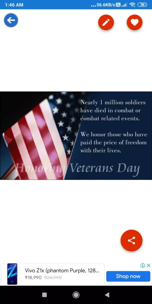 Happy Veterans Day:Greeting,Ph應用截圖