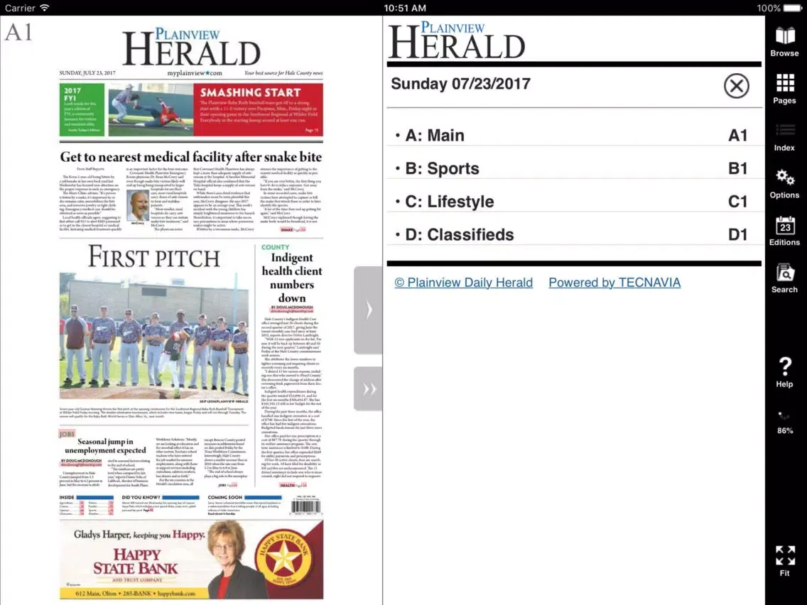 Plainview Herald iPad  سکرین شاٹس