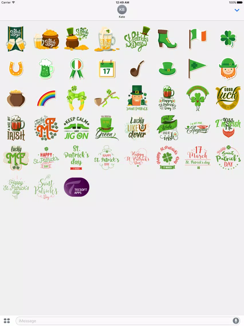تصاویر St. Patrick's Day Greetings for iMessage Stickers iPad 