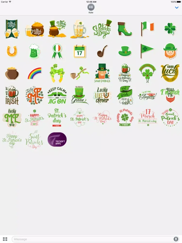 تصاویر St. Patrick's Day Greetings for iMessage Stickers iPad 