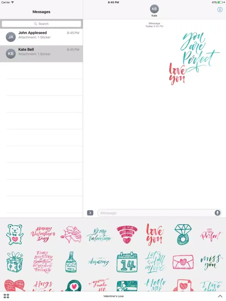 Capturas de pantalla de Valentine's Love Greetings for iMessage Stickers iPad 