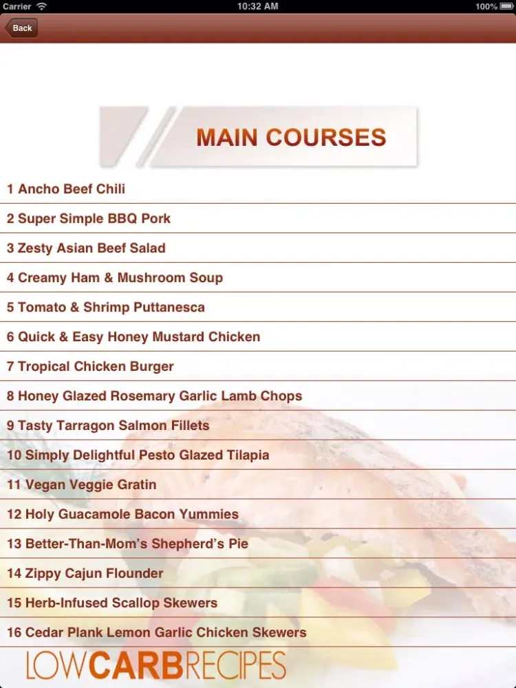 Low Carb Recipes Free! iPad  স্ক্রিনশট