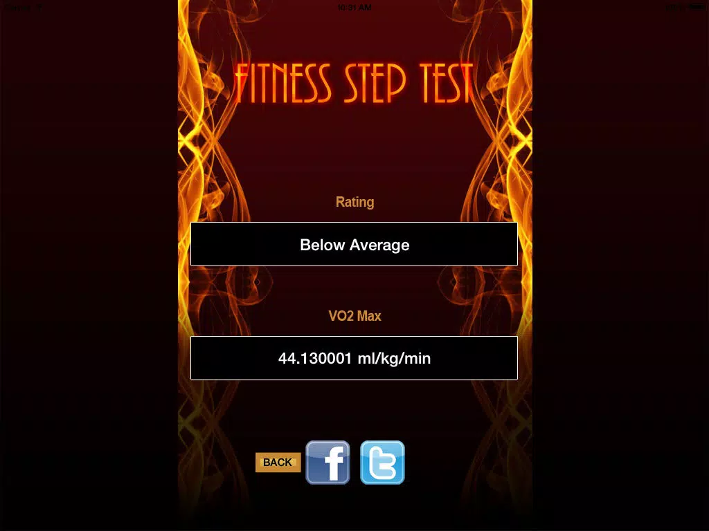Tangkapan skrin Fitness Step Test- VO2max iPad 