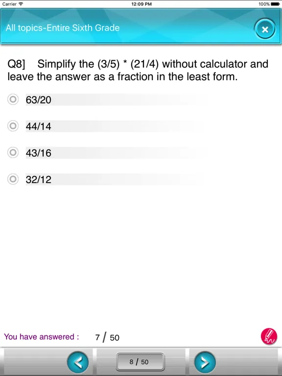 Tangkapan skrin CA 6th Math. iPad 