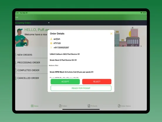 Ảnh chụp màn hình của Teerya Orders iPad 