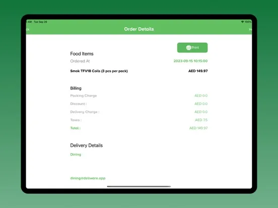 Ảnh chụp màn hình của Teerya Orders iPad 