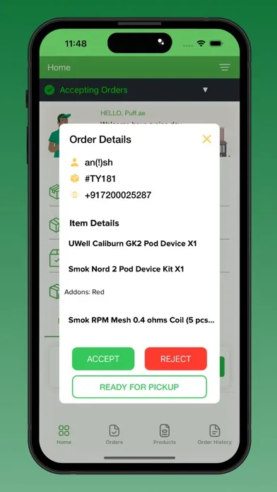 Ảnh chụp màn hình của Teerya Orders