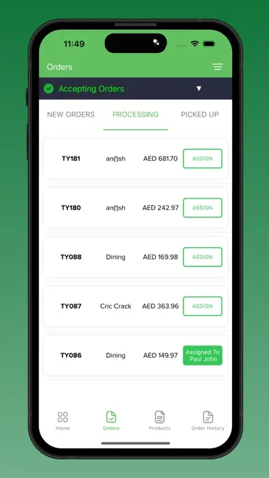 Ảnh chụp màn hình của Teerya Orders