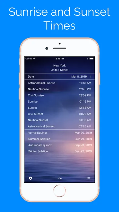 Tangkapan skrin Sunrise and Sunset Times