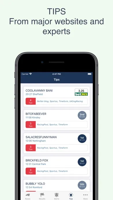 Captures d'écran de Greyhound Racing Tracker