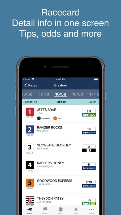 Captures d'écran de Greyhound Racing Tracker